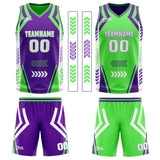 Custom Purple Green Reversible Basketball Suit for Adults and Kids Personalized Jersey