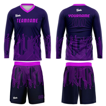 Custom Purple Basketball Soccer Football Shooting Long T-Shirt for Adults and Kids