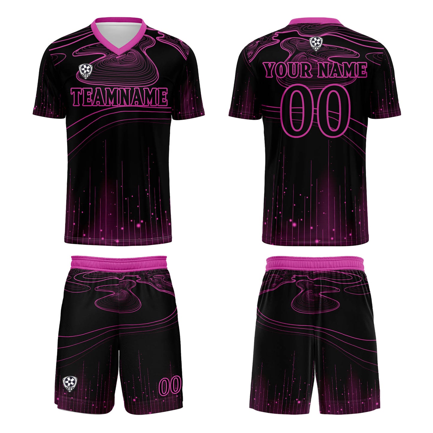 Custom Black Rose Purple Soccer Uniform Jersey Kids Adults Personalized Set Jersey Shirt
