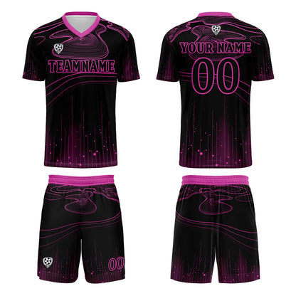 Custom Black Rose Purple Soccer Uniform Jersey Kids Adults Personalized Set Jersey Shirt