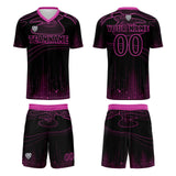 Custom Black Rose Purple Soccer Uniform Jersey Kids Adults Personalized Set Jersey Shirt