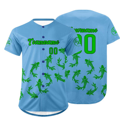 Custom Blue Green Baseball Jersey Personalized Gradient Team Uniforms Shirt with Name Number