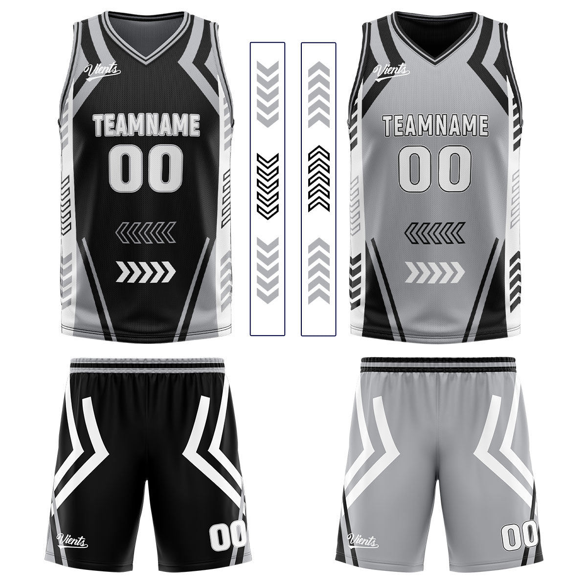 Custom Black Grey Reversible Basketball Suit for Adults and Kids Personalized Jersey