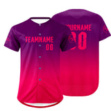 Custom Purple Fuchsia Baseball Jersey Personalized Gradient Team Uniforms Shirt with Name Number