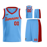 Custom Llight Blue Red Basketball Jersey for Men Women Adult Youth Stitched Name Number Logo