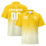 Custom Yellow Cream Football Gradient Polo Shirts  Add Your Unique Logo/Name/Number