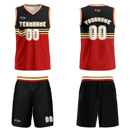 Custom Black Red Gold White Basketball Jersey Uniform Suit Printed Your Logo Name Number