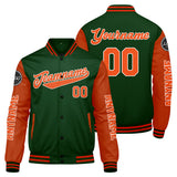 Custom Dark Green Orange Varsity Jackets for Men Women Youth Personalized Letterman Jackets