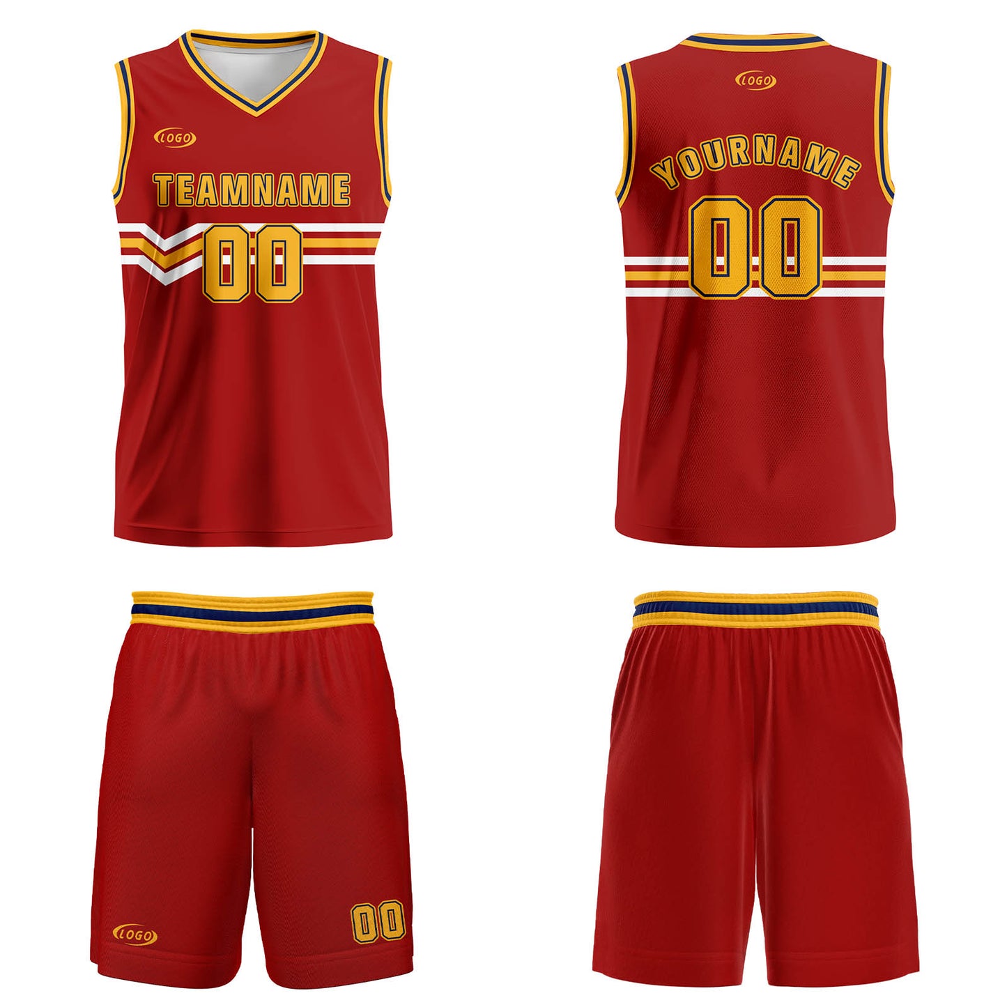Custom Red Yellow White Blue Basketball Jersey Uniform Suit Printed Your Logo Name Number