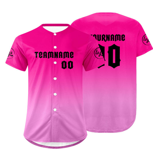 Custom Fuchsia Pink Baseball Jersey Personalized Gradient Team Uniforms Shirt with Name Number