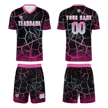 Custom Black Pink Soccer Uniform Jersey Kids Adults Personalized Set Jersey Shirt