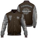 Custom Brown Dull Grey Varsity Jackets for Men Women Youth Personalized Letterman Jackets