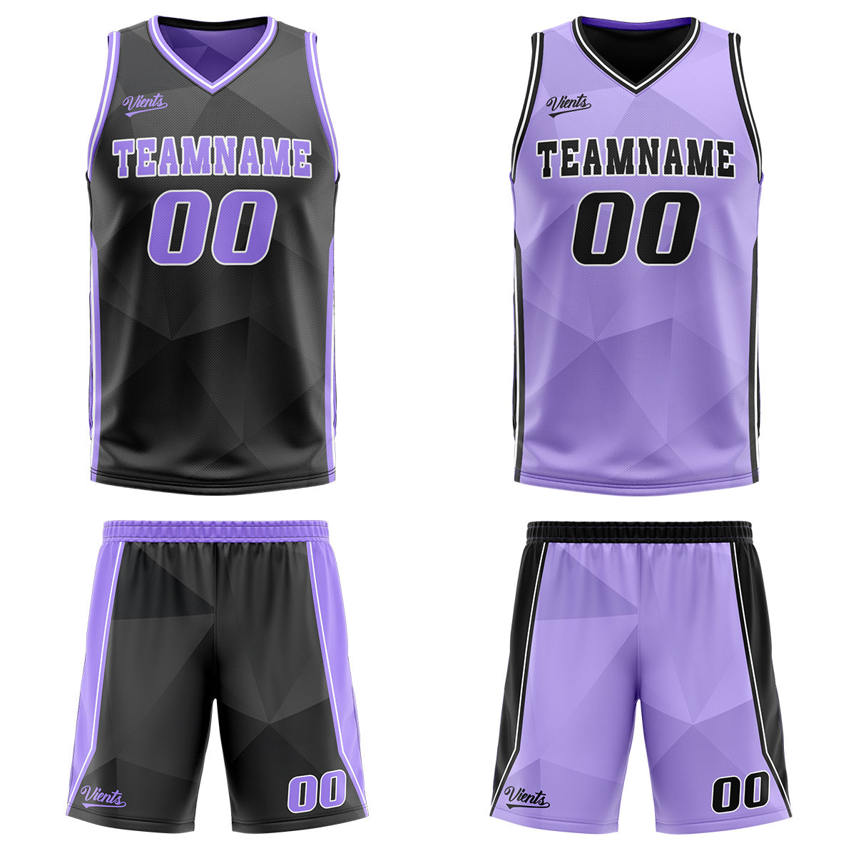 Custom Black Light Purple Reversible Basketball Suit for Adults and Kids Personalized Jersey
