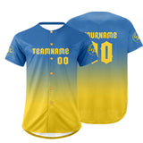 Custom Blue Yellow Baseball Jersey Personalized Gradient Team Uniforms Shirt with Name Number