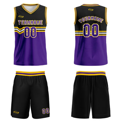 Custom Black Purple Yellow White Basketball Jersey Uniform Suit Printed Your Logo Name Number