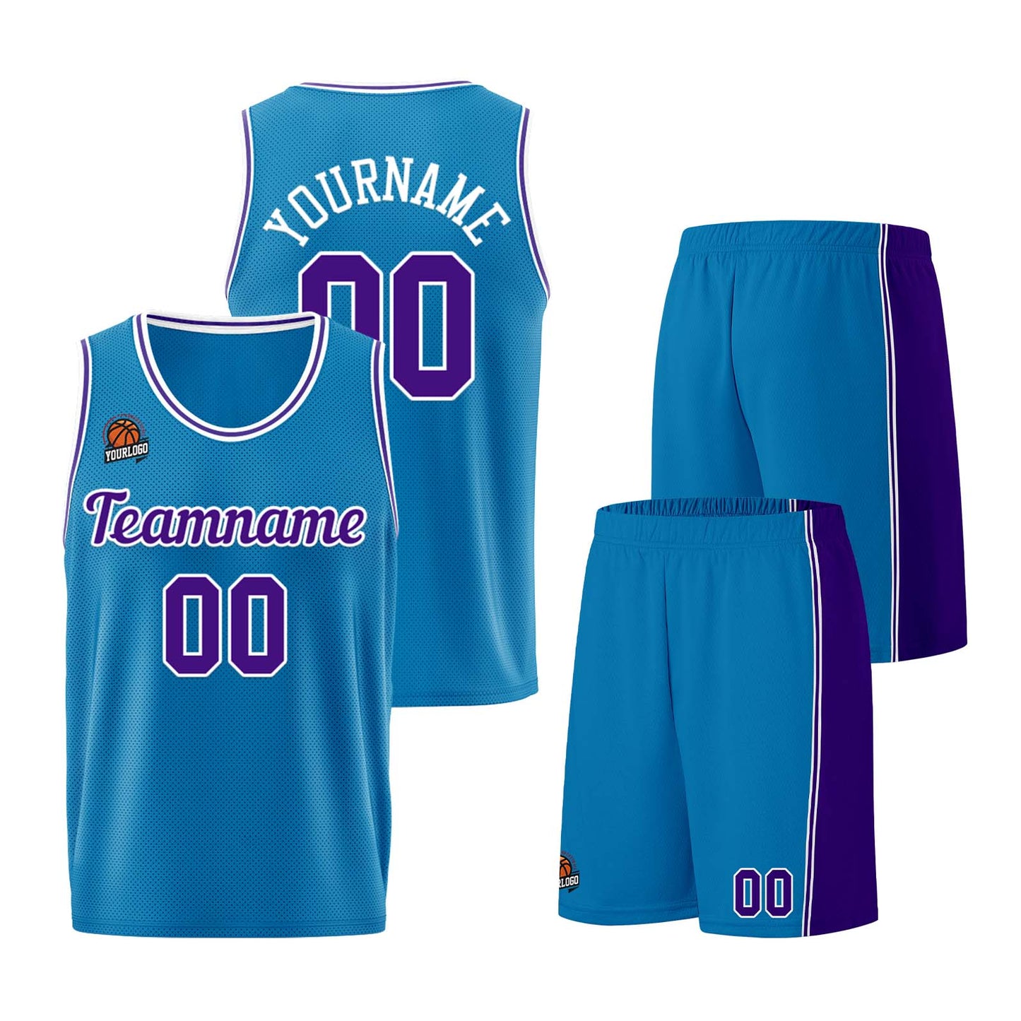 Custom Blue-Purple Basketball Jersey for Men Women Adult Youth Stitched Name Number Logo