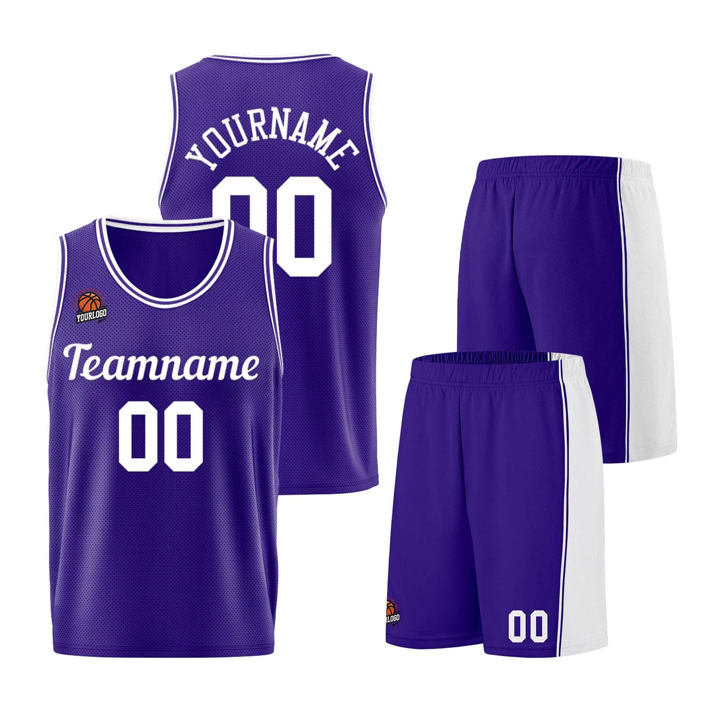 Custom Purple White Basketball Jersey for Men Women Adult Youth Stitched Name Number Logo