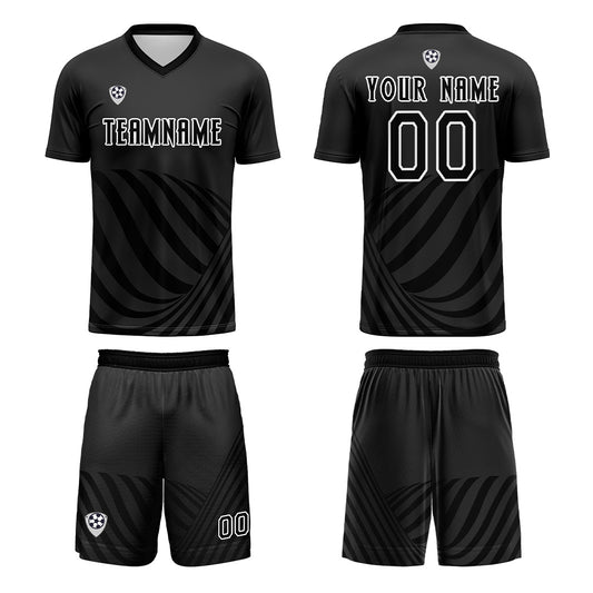 Custom Black Uniform Jersey Kids Adults Personalized Set Jersey Shirt
