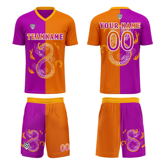 Custom Purple Orange Uniform Jersey Kids Adults Personalized Set Jersey Shirt