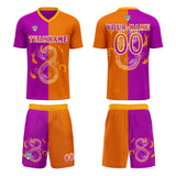 Custom Purple Orange Uniform Jersey Kids Adults Personalized Set Jersey Shirt