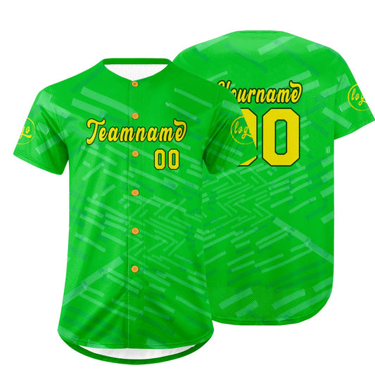 Custom Green Yellow Baseball Jersey Personalized Gradient Team Uniforms Shirt with Name Number