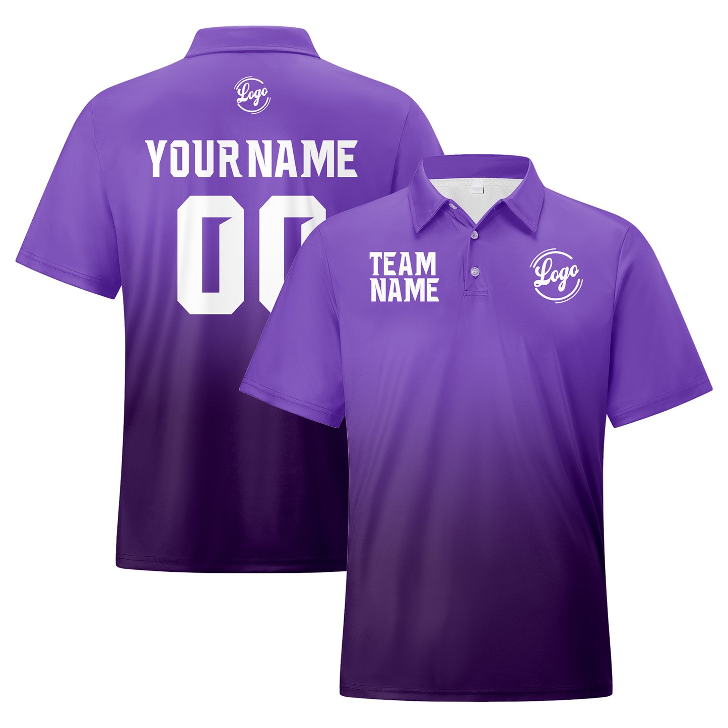 Custom Purple Dull Purple Football Gradient Polo Shirts  Add Your Unique Logo/Name/Number