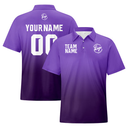 Custom Purple Dull Purple Football Gradient Polo Shirts  Add Your Unique Logo/Name/Number