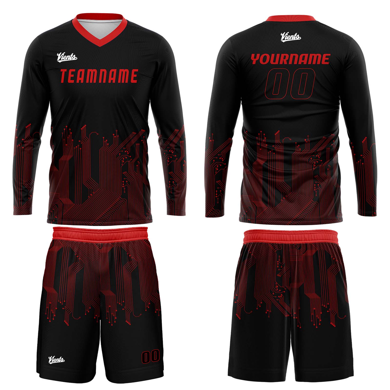 Custom Black Red Basketball Soccer Football Shooting Long T-Shirt for Adults and Kids
