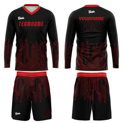 Custom Black Red Basketball Soccer Football Shooting Long T-Shirt for Adults and Kids