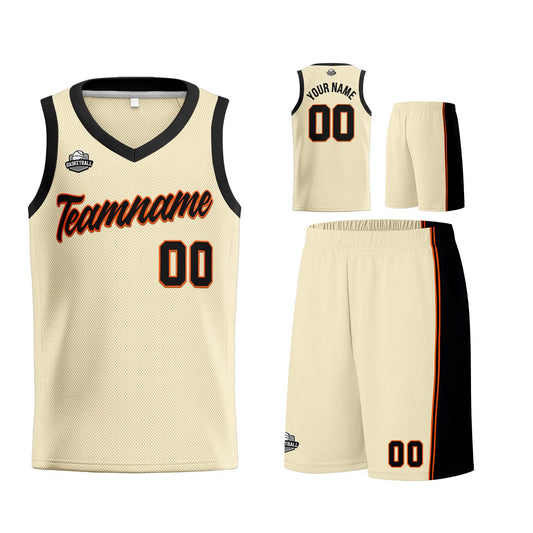 Custom Cream Black Basketball Jersey for Men Women Adult Youth Stitched Name Number Logo