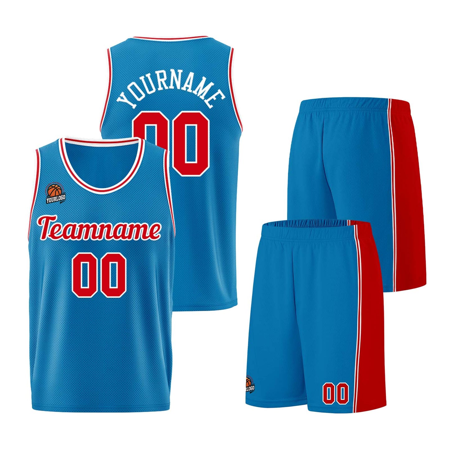 Custom Blue-Red Basketball Jersey for Men Women Adult Youth Stitched Name Number Logo