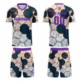 Custom Purple Dark Blue Uniform Jersey Kids Adults Personalized Set Jersey Shirt
