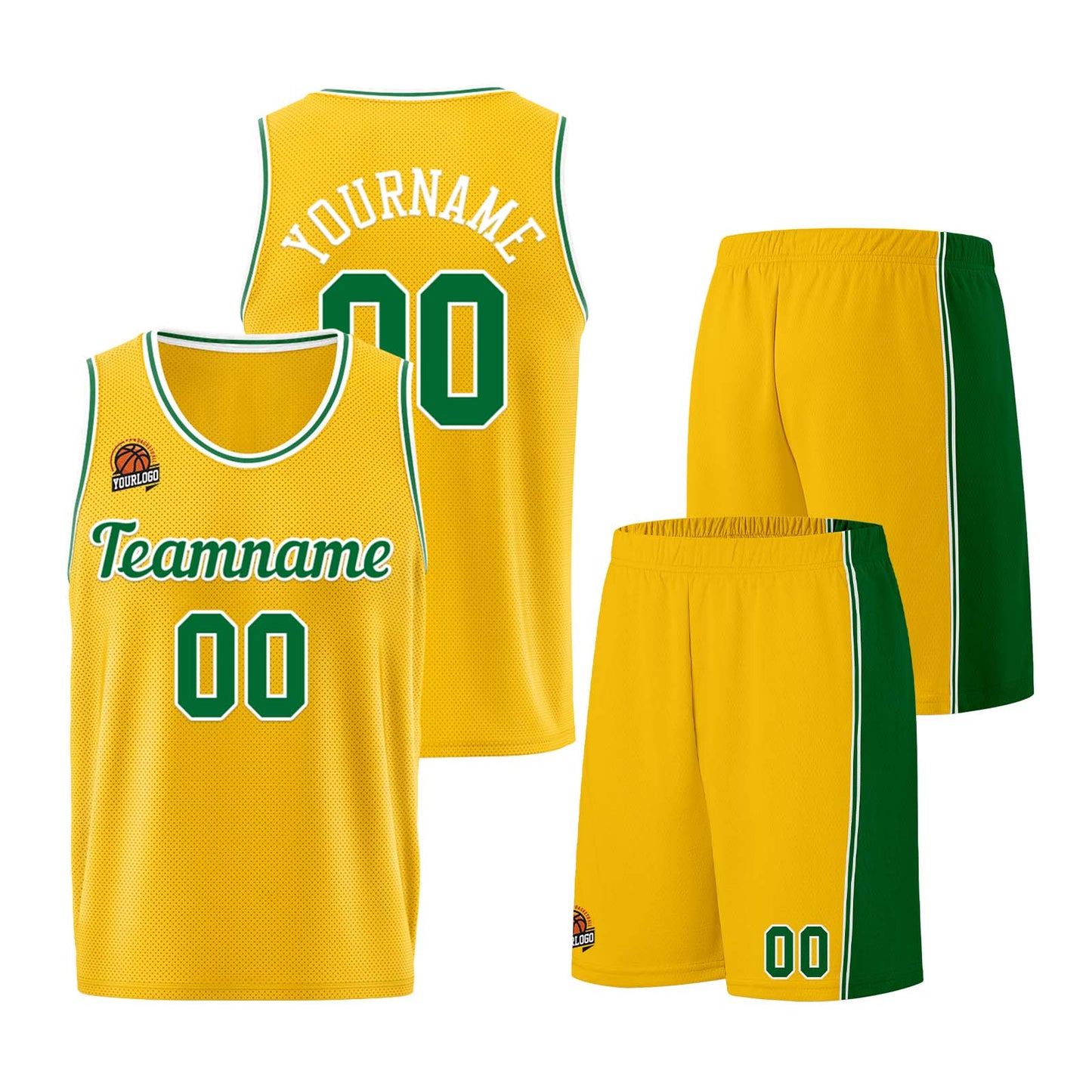 Custom Yellow Green Basketball Jersey for Men Women Adult Youth Stitched Name Number Logo