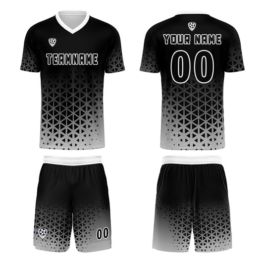 Custom Black White Uniform Jersey Kids Adults Personalized Set Jersey Shirt