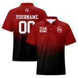 Custom Burgundy Black Football Gradient Polo Shirts  Add Your Unique Logo/Name/Number