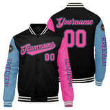 Custom Black Light Blue Pink Varsity Jackets for Men Women Youth Personalized Letterman Jackets