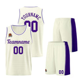 Custom Cream-Purple Basketball Jersey for Men Women Adult Youth Stitched Name Number Logo