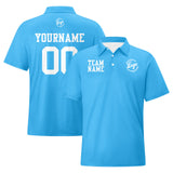 Custom Sky Blue White Football Polo Shirts  Add Your Unique Logo/Name/Number