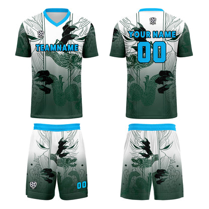 Custom Green Blue Uniform Jersey Kids Adults Personalized Set Jersey Shirt