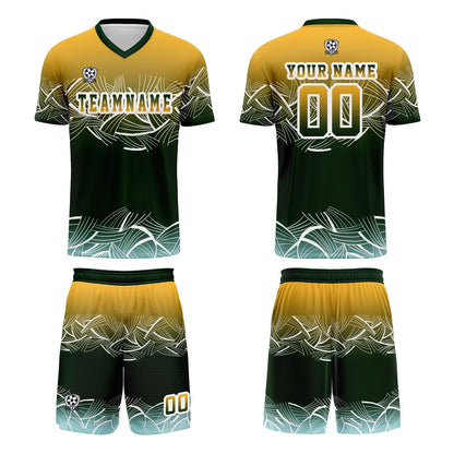 Custom Yellow Green Soccer Uniform Jersey Kids Adults Personalized Set Jersey Shirt