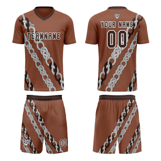 Custom Brown Uniform Jersey Kids Adults Personalized Set Jersey Shirt