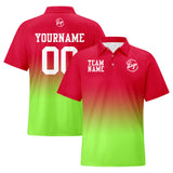 Custom Red Light Green Football Gradient Polo Shirts  Add Your Unique Logo/Name/Number