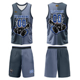 Custom Gray Blue Basketball Jersey Uniform Suit Printed Your Logo Name Number