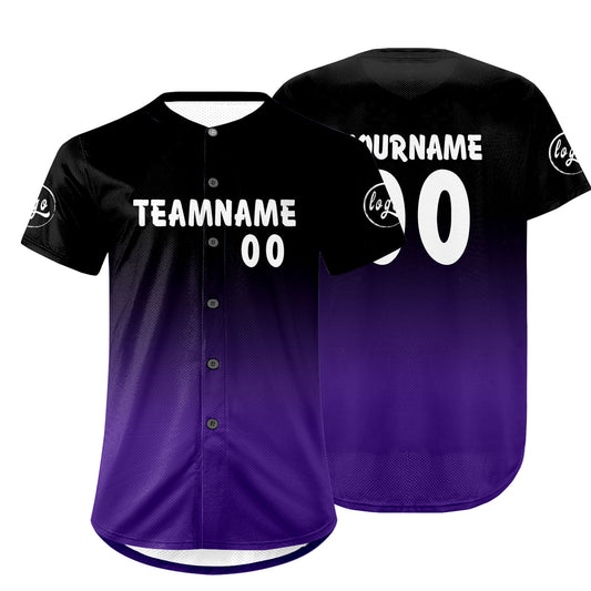 Custom Black Purple Baseball Jersey Personalized Gradient Team Uniforms Shirt with Name Number