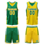 Custom Green Yellow Reversible Basketball Suit for Adults and Kids Personalized Jersey