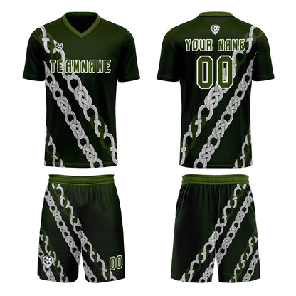 Custom Green Uniform Jersey Kids Adults Personalized Set Jersey Shirt
