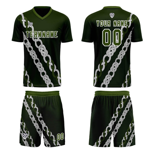 Custom Green Uniform Jersey Kids Adults Personalized Set Jersey Shirt
