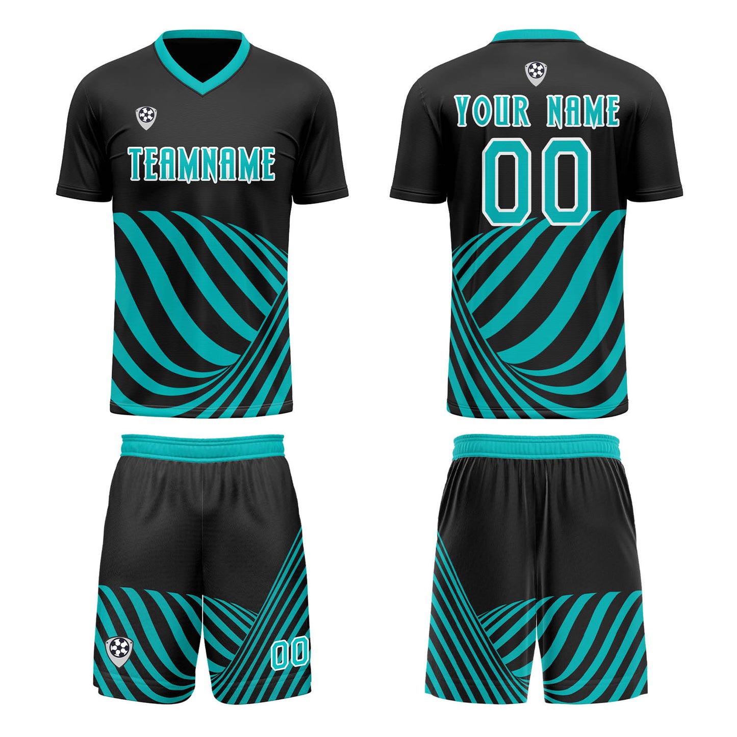 Custom Black Teal Uniform Jersey Kids Adults Personalized Set Jersey Shirt