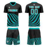 Custom Black Teal Uniform Jersey Kids Adults Personalized Set Jersey Shirt