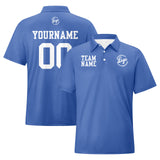 Custom Blue White Football Polo Shirts  Add Your Unique Logo/Name/Number
